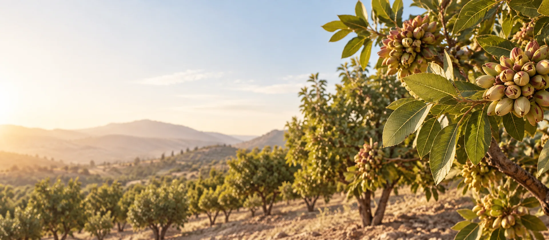 Pistachio orchard of MaxiFlavour's partner growers – Iranian pistachios sourced directly from the farm